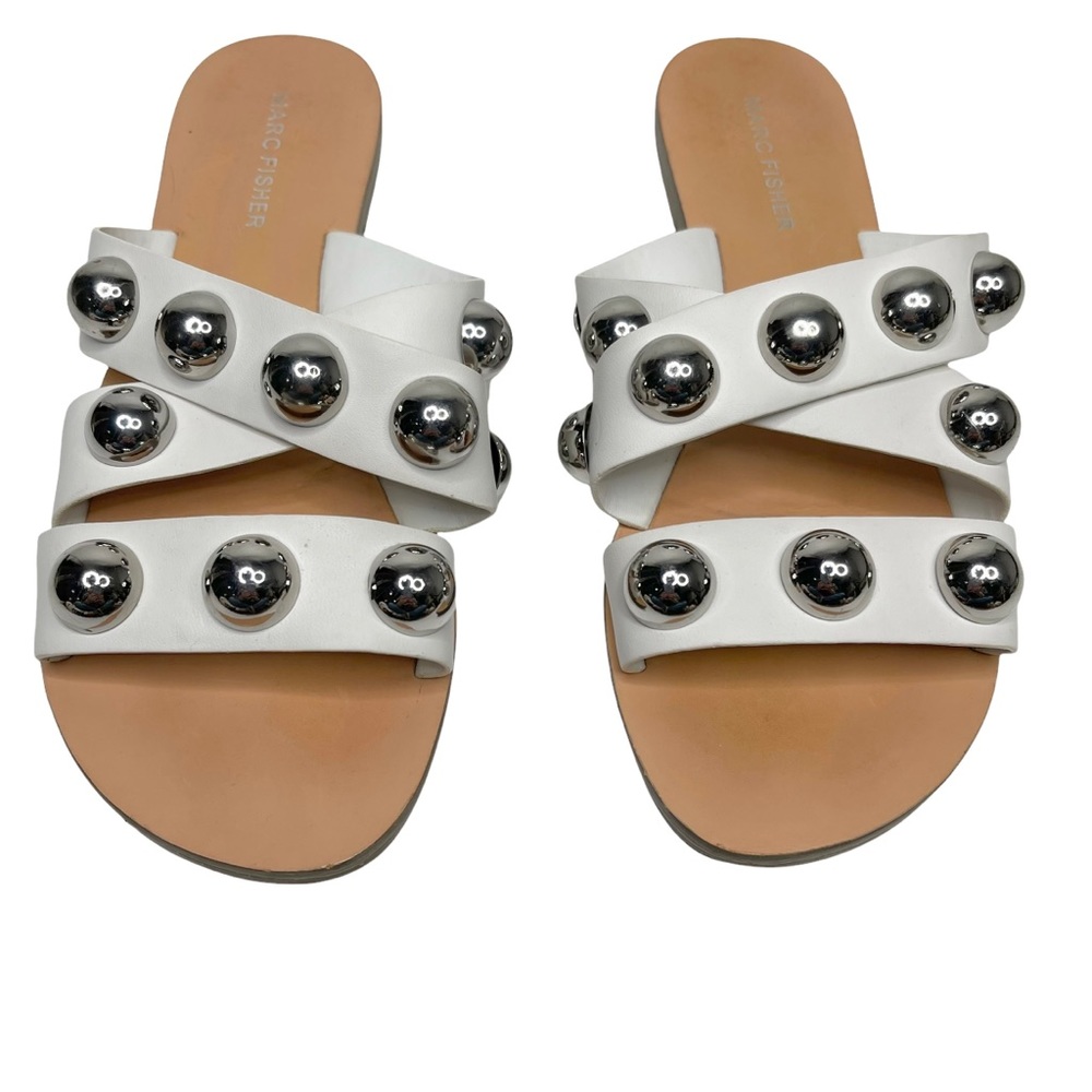 Marc Fisher Bryte White Studded Sandals - Picture 3 of 9
